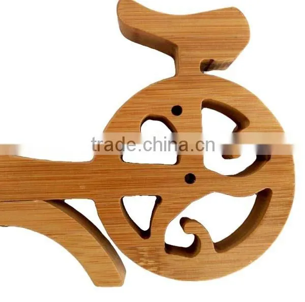WR012/100% Bamboo Material Hot Sale Bicycle Shaped Bamboo Wine Rack photo-5