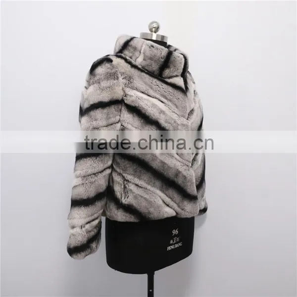 New Fashion Winter Chinchilla Color Sexy Rex Rabbit Fur Coat for Girls photo-3