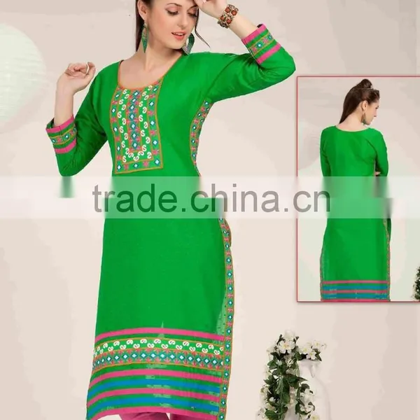 Designer Silk Embroidered KURTI-TUNIC-TOP-KURTA photo-4