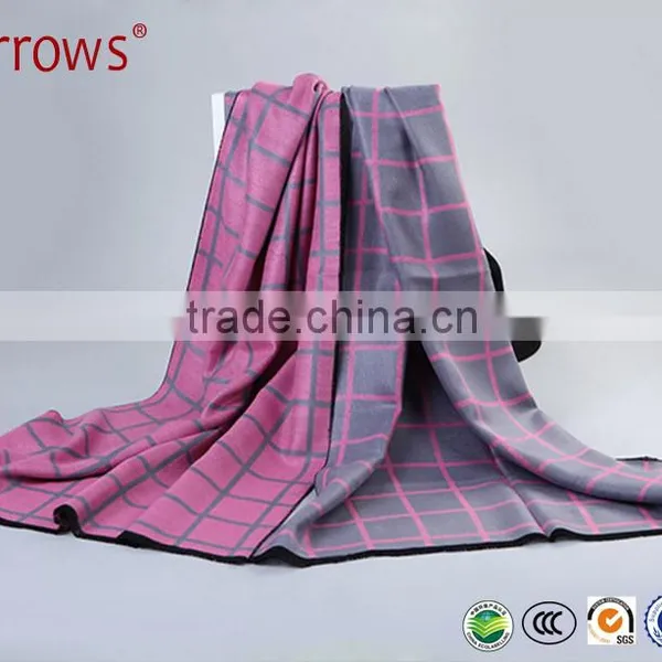 Large Soft Tartan Pashmina Shawls Fine Wool and Acrylic