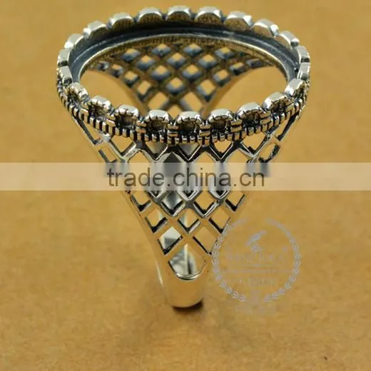 15*20mm 925 Sterling Silver Antiqued Silver Vintage Style Oval Bezel Ring Base Blank Supplies DIY Findings 1223067 photo-2