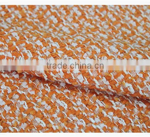 Widely Use Orange Wool Polyester Tweed Fabric/thick Tweed Heavy Woolen Fabric photo-4