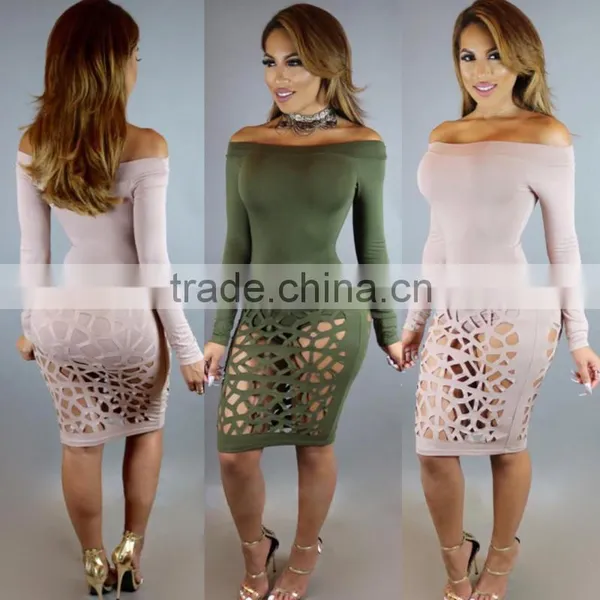 Bonvatt Long Sleeve Black Skirt Key Hole Causal Bandage Dress for Women photo-5