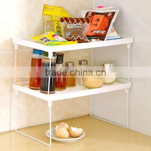 Folding & Stacking Shelf Kitchen Bathroom Cupboard Organiser Rack -Jar, Satchet photo-2