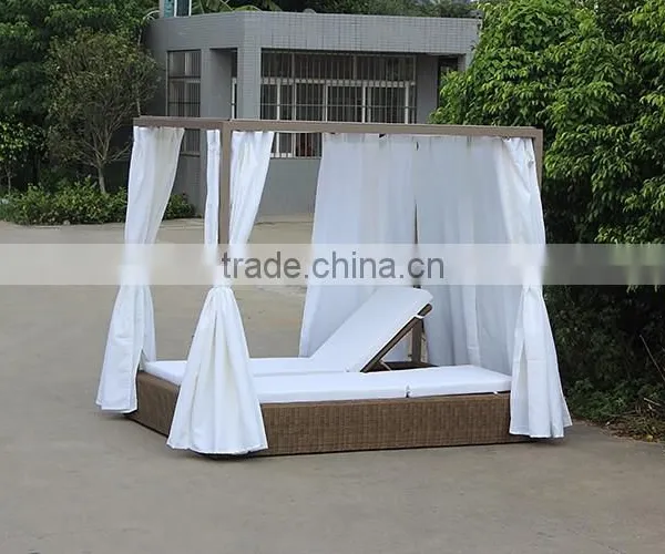 Wicker Furniture Quadrate Double Fabric Sun Loungers photo-4