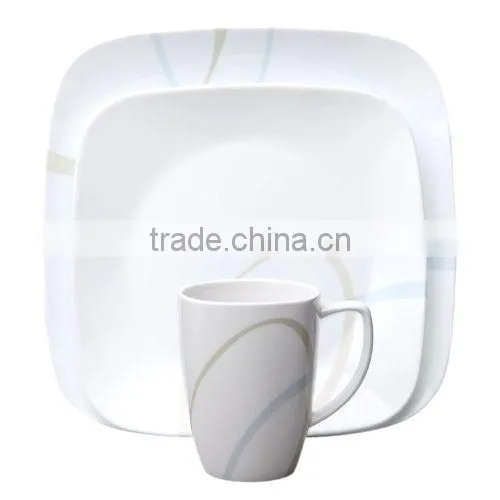 Tableware 16 Pieces Square Ceramic White Dinner Sets photo-3