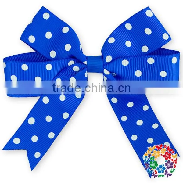 Blue Heart Pattern Grooming Bows Baby Kids Hair Ribbon Boutique Wholesale Style Hair Bows photo-2