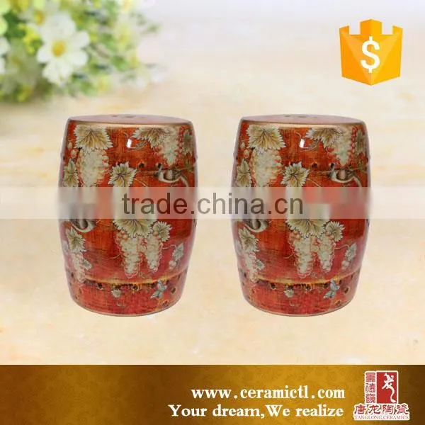 Custom-made Red Ceramic Garden Seat Stool photo-3
