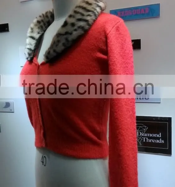 2014 Ladies Knitted Sweater,cardigan With Mohair photo-2