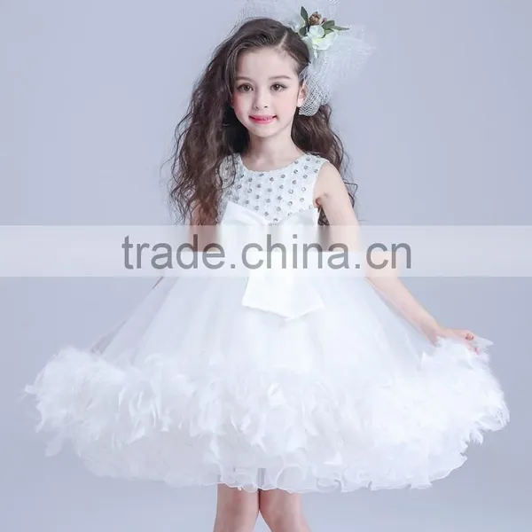 White Flower Girls Dress With Rhinestone Angel Dresses photo-3