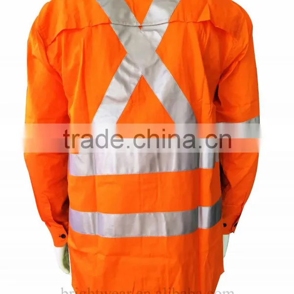Long Sleeve Hi-vis Cotton Drill Safety Shirts photo-2