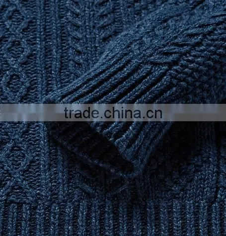High Quality China Customed Latest Sweater Designs for Men Ribbed Trims Wool Blend Sweater photo-6