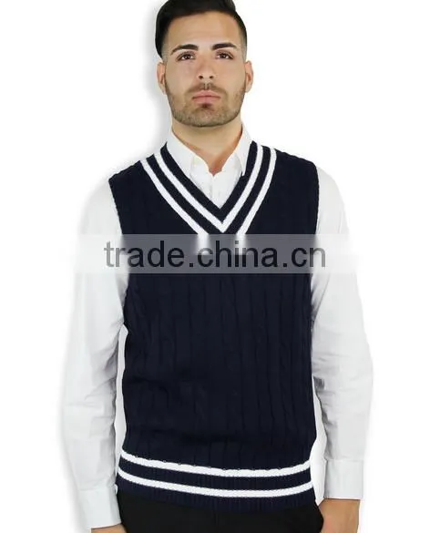 Latest Design V Neck Cable Knitting Sleeveless Man Vest photo-4