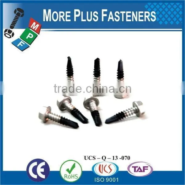 Taiwan #12-14 x 3/4" Hex Unslotted Hex Washer Head Epoxy #3 410 Stainless Steel Bonded Sealing Washer Self-Drilling Screw photo-5