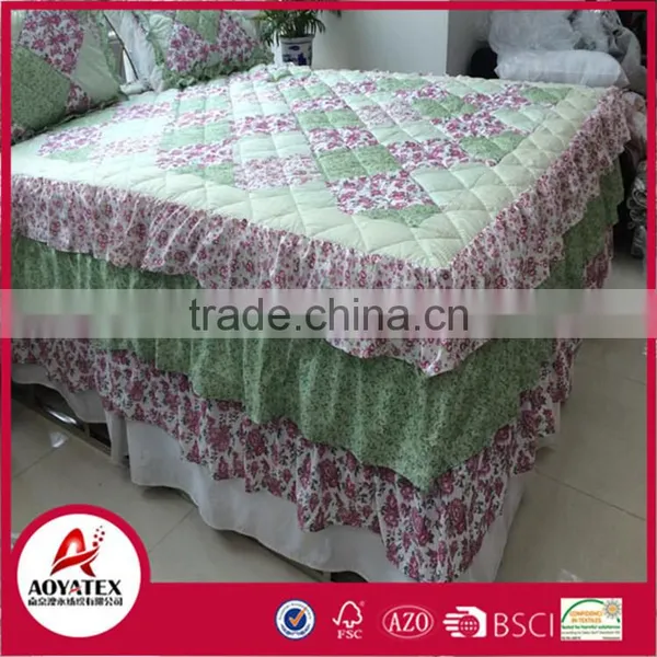 100 Polyester Microfiber Bedding Set,patchwork Quilt Flower Pattern With Low Price photo-4