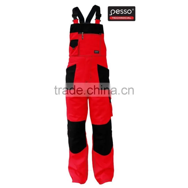 PESSO Canvas Polyester Cotton Red Workwear Bibpants