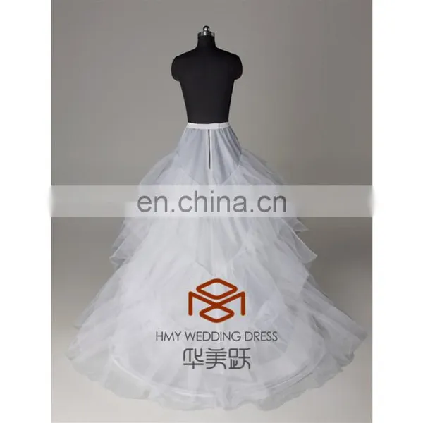 HMY-PPT005 Nylon Chapel Train Ball Gown 3 Tier Floor Length Slip Style Wholesale Petticoats For Women Dresses photo-3