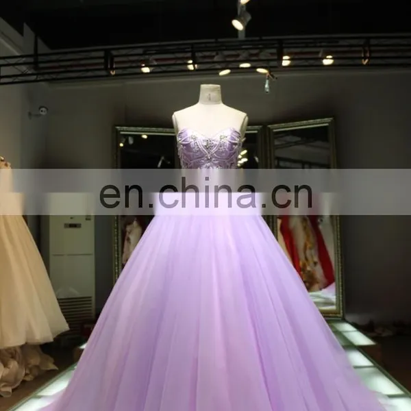 2016 China Supplier Night Purple Wedding Evening Dress Beaded Ball Gown photo-2