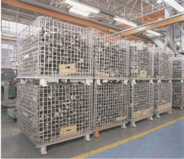 Galvanized Collapsible & Stackable Warehouse Storage Wire Mesh Container photo-3