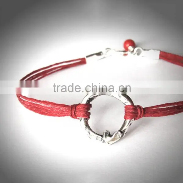 Wax Cord Mens Custom Metal Charm Bracelet photo-2