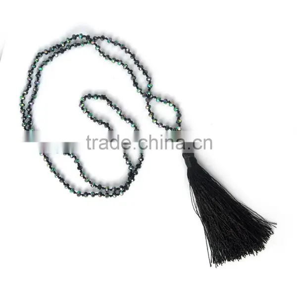 Wholesale 2016 Fashion Crystal Beads Necklace Buddha Head Smooth Tassel Pendant LY1602 photo-2