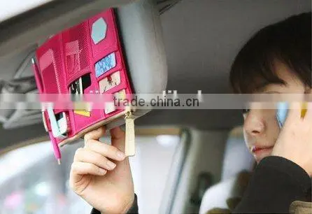New Multi-purpose Auto Car Sun Visor Organizer Pouch Bag Card Storage Holder Beige photo-2