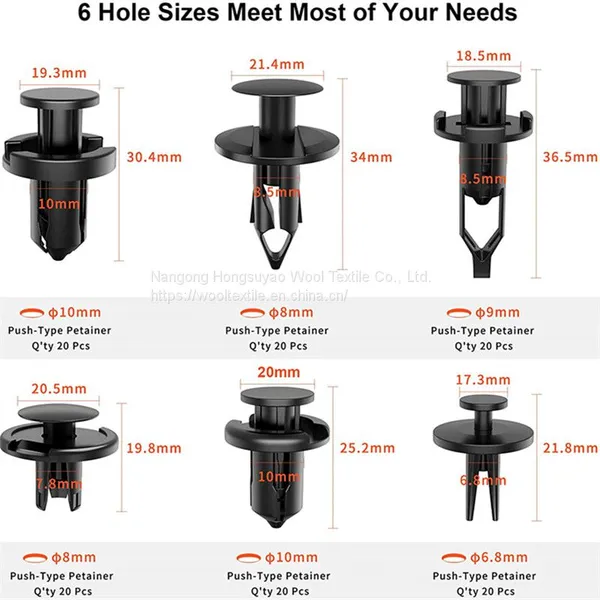 Automotive Plastic Push Type Retainer Clips, Black Auto Nylon Fasteners photo-4
