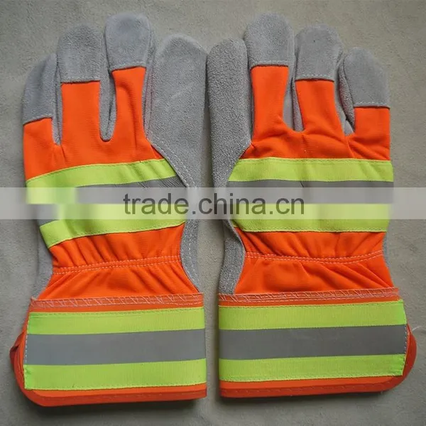 10.5"AB Grade Cow Split Leather Working Gloves, Reflective Leather Safety Gloves, Larbor Gloves, Garden Gloves photo-3