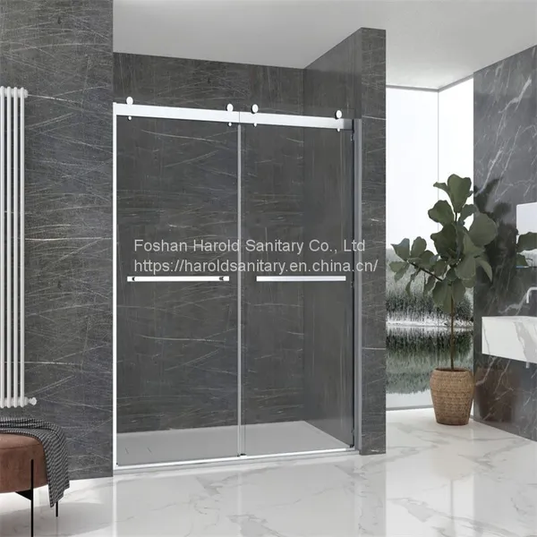 Solid Aluminum Header Bypass Sliding Shower Door