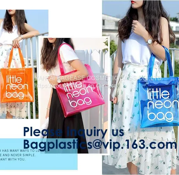 Promo PVC Plastic Shopping Handle Bag, Handling Clear Pvc Blanket Bags, Handle Reusable Clear Vinyl Pvc Cosmetic Bags for Shopping