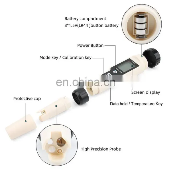 High Accuracy Portable ATC 4 In1 H2 TEMP PH ORP Digital Water Quality Tester photo-4
