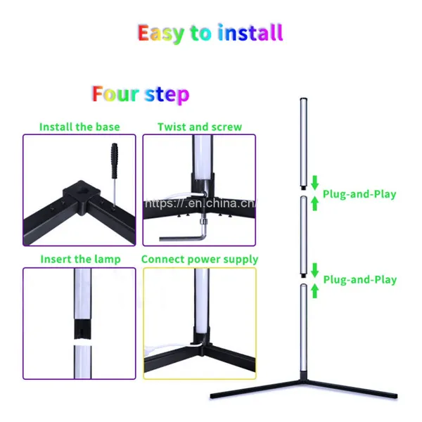 Music Sync Modern Smart Corner Floor Lamp Dream Color RGBIC USB Led Pixel Strip Kit For Home Decoration photo-3
