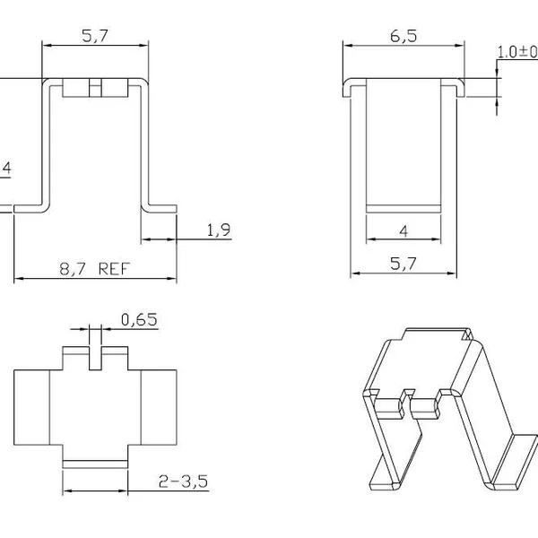 EE8.3 Transformer Winding Copper Sheet, EE8.3 Inductance Transformer Copper Clamp, Material C1100, Surface Tin Plated. photo-3