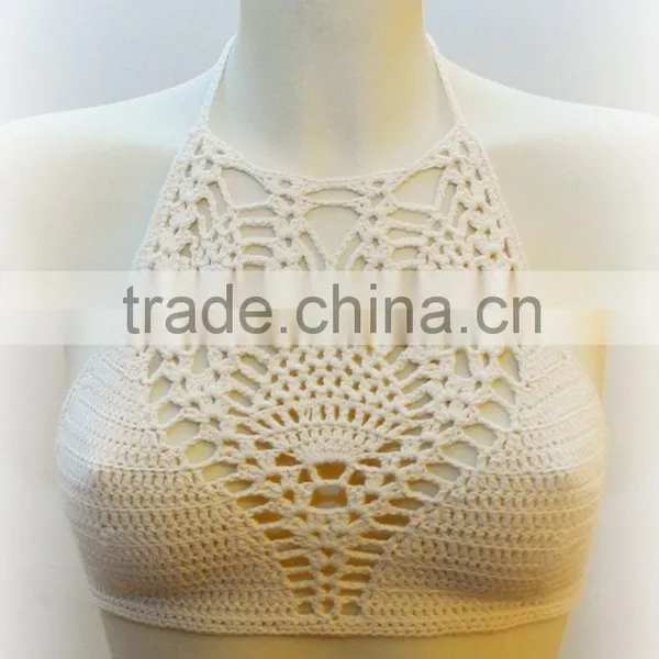 Wholesale Ladies Sexy Crochet High Neck Bikini Top photo-2
