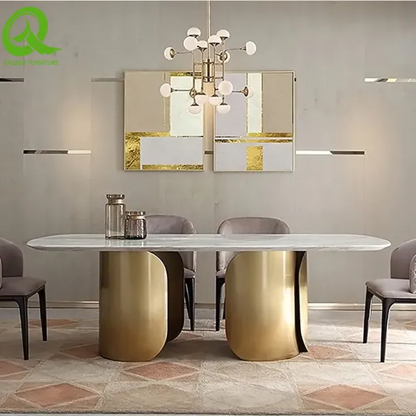 Hotel Banquet Gold Stainless Steel Triangle Wedding Dining Table for Event photo-4