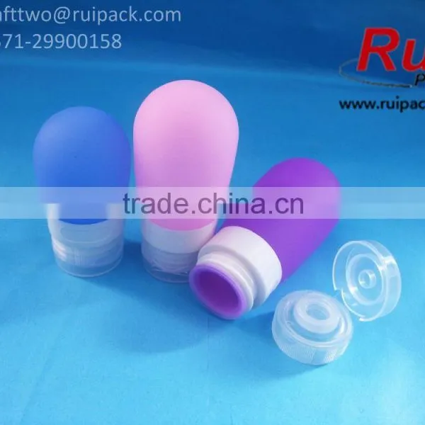Blue/pink/purple Cute Round Silicone Bottles With Flip Top Cap, 38/60/80ml Ball Shape Silica Gel Hand Sanitizer Bottle photo-2
