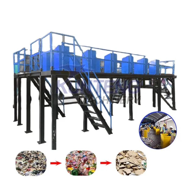 Manual Waste Sorting Platform, Sistema de cinta transportadora de clasificación de residuos para la segregación de residuos de plástico, papel y metal EPC
