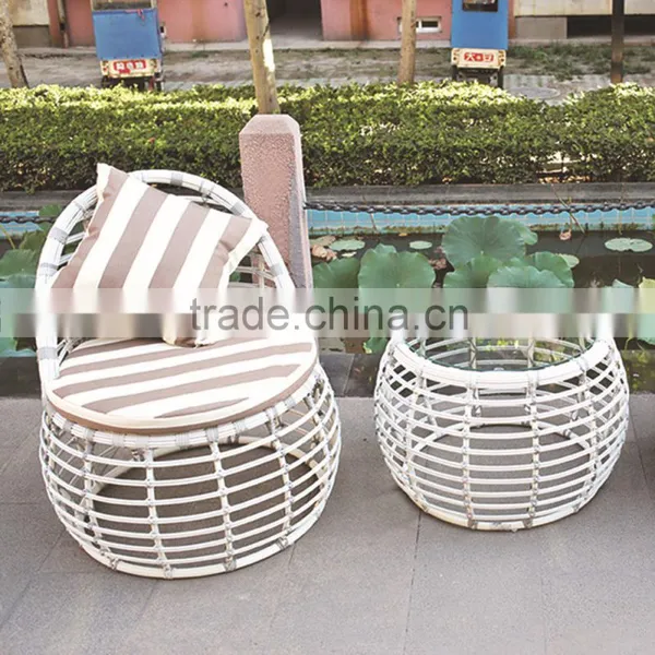 Round Shaped Outdoor Leisure White Soft PE Rattan Material Bali Synthetic Rattan Furniture photo-5