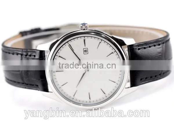 2015 Hot Selling Men Stainless Steel Leather Band Factory Watch photo-3