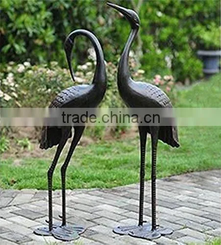 Patio Sense Sculpture Cast Aluminum Cranes Set Sculpture For Garden Decoration photo-6