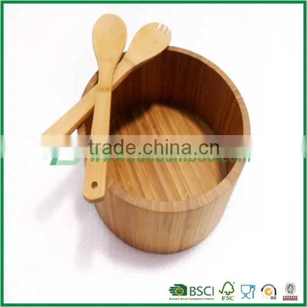 Kitchen Supplies Bamboo Products Salad Bowl Large Bamboo Bowl Bamboo Fork Spoon Bamboo Salad Bowl Set Salad Bowl photo-3