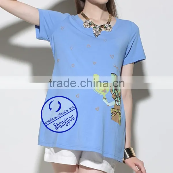 Custom Spandex Cotton Printed Short Sleeve Maternity t Shirt photo-3