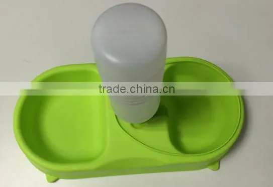 Plastic Bowel Pet Water Food Feeder Double Shaped Dog Travel Bowl Double Use photo-2