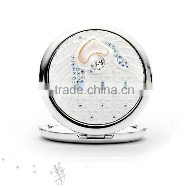 Round Compact Mirror Fully Covered With Crystals on the Top photo-2