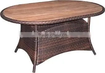 Wood Table Top Outdoor Wicker Table photo-4