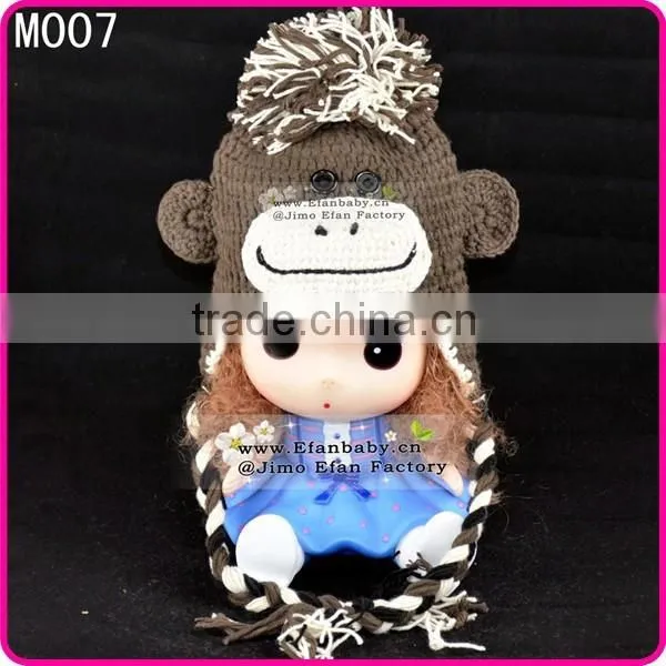 Knitting Children's Winter Hats Knitted Monkey Crochet Hats for Babies photo-6