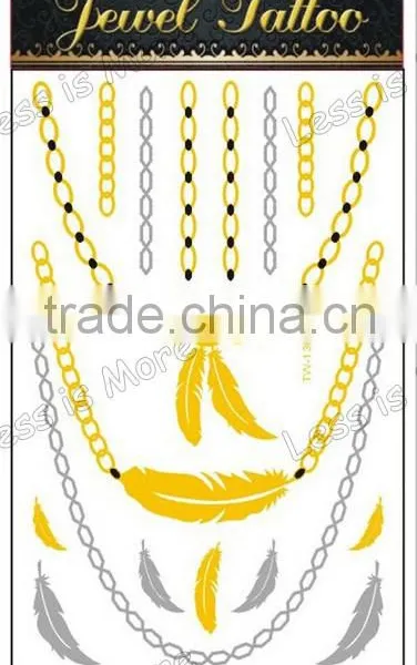 Jewelry Style Gold & Silver Tatoo Sticker for Body