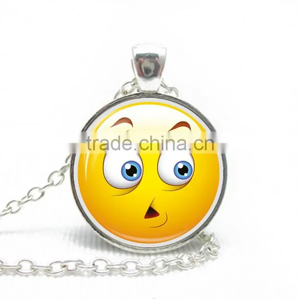 Womens Novelty Emoji Glass Time Gem Pendant Necklace for Friends Gift Idea photo-5