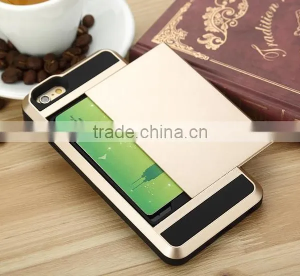 Dual Layer Armor Fundas Case Luxury Soft Hybrid Slim Back Cases for Iphone 4 4s 5 5s 5c 6 6s Plus Case Cover Slide Card Cover photo-4