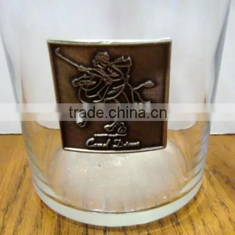 pewter sticker, Glass metal badge, wine packing label, metal badge